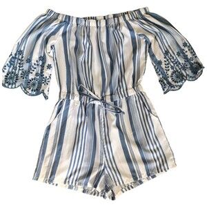 Style House Sexy Off the Shoulder Beachy Cottage Core Romper with Pockets Size L